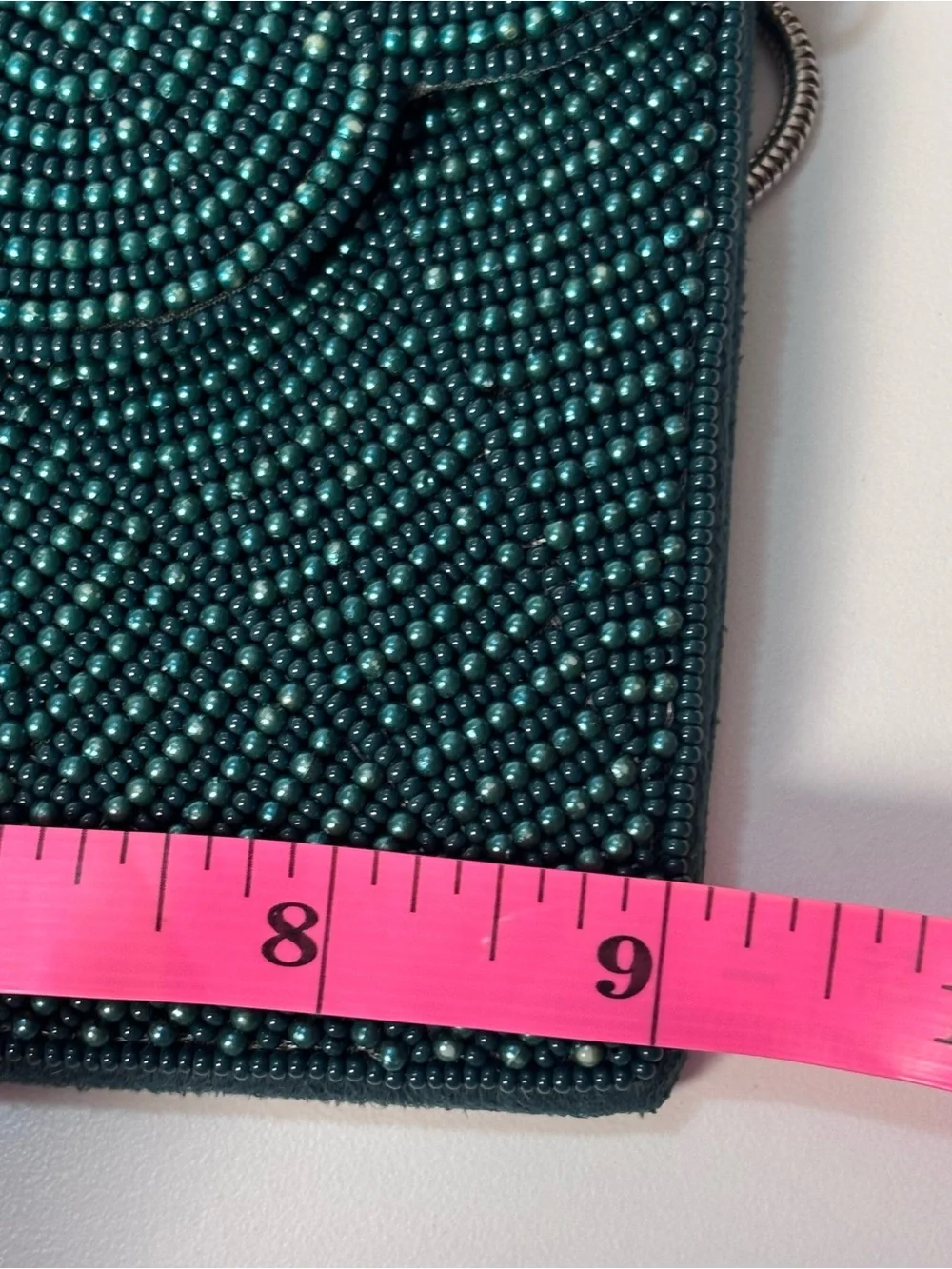 Lulus Beaded Emerald Evening Clutch with Silver Chain Strap